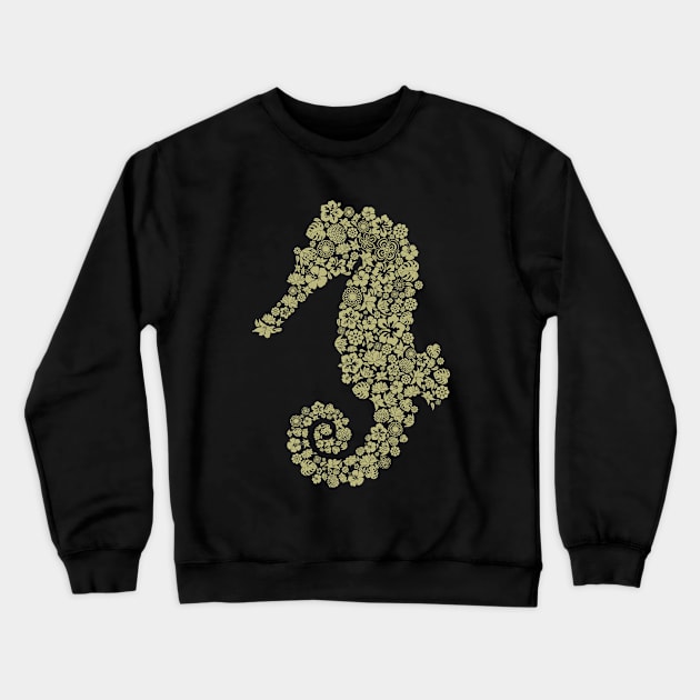 Sea horse flower illustration Crewneck Sweatshirt by Mako Design 